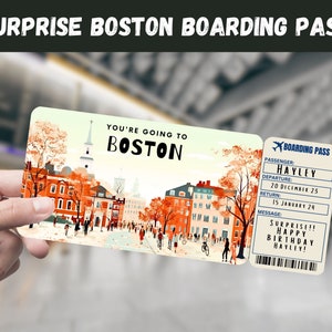 Boston MA USA Trip Surprise Geschenkticket - Sie gehen nach Boston - Printable, Flug, Bordkarte, bearbeitbar, Instant, Travel Print