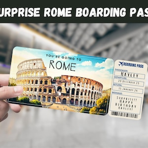 Rom, Italien Reise Überraschungsgeschenk Ticket - Sie werden nach ROM - Printable, Flug, Bordkarte, bearbeitbar, Sofort Download, Reisedruck