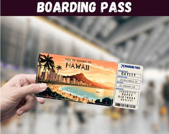 Hawaii Boarding Pass, Surprise Trip Reveal, Travel Gift, Editable (Digital Download)