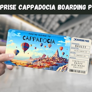 Billet cadeau voyage en Cappadoce, Turquie - Vous allez en Cappadoce, vol, carte d'embarquement, modifiable, téléchargement immédiat, impression de voyage