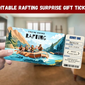 Rafting Surprise Geschenkkarte - You're Going RAFTING - Printable, Pass, Editable, Sofort Download, Travel Print Einladung