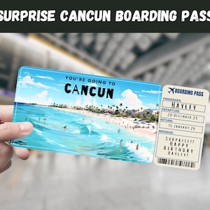 Cancun, Mexiko Reise Überraschungsgeschenk Ticket - Sie gehen nach CANCUN - Printable, Flug, Bordkarte, bearbeitbar, Instant, Reisedruck