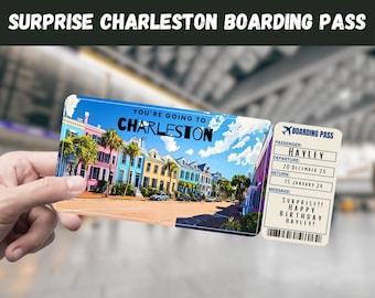 Charleston Trip Surprise Gift Ticket: Editable Boarding Pass (Digital Download)