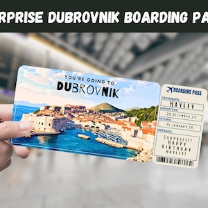 dubrovniK, Kroatien Reise Überraschungsgeschenk Ticket - Sie gehen nach DUBROVNIK, Flug, Bordkarte, bearbeitbar, Sofort Download, Reisedruck