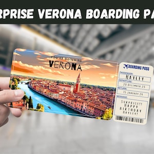 VERONA, Italien Reise Überraschungsgeschenk Ticket - Sie gehen nach VERONA - Printable, Flug, Bordkarte, bearbeitbar, Instant, Reisedruck