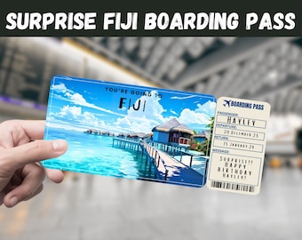 Fiji Trip Surprise Gift Ticket: Editable Boarding Pass (Printable)