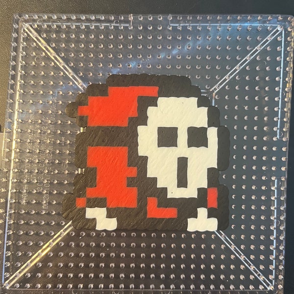 Mario shy guy perler bead melt art