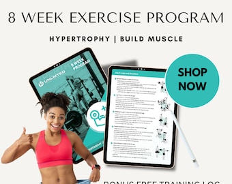 8-Week Total Body Transformation Exercise Program - Build Muscle - Hypertrophy - Instant Digital Download