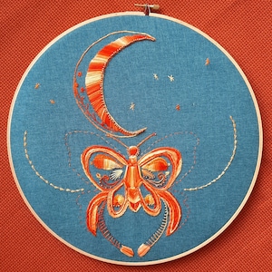 Intuitive Moon Moth Beaded Embroidery