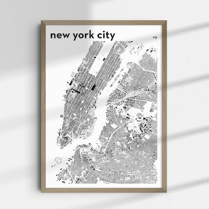 New York Karte, New York Karte Drucken, minimalistische Karte, Wandkunst, druckbare Karte, Dekoration, Bürodekor, sofortdownload
