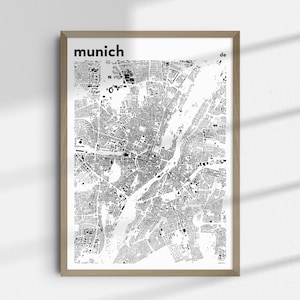 Munich City Map, Germany Wall Art, München Printable Map Art Print, Gift for German, Deutschland Map, Minimalist Home Wall Decor