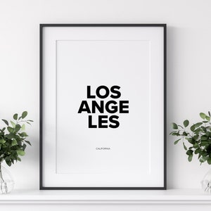 Affiche de typographie du nom de la ville de Los Angeles, lettrage de LA, affiche de voyage de Los Angeles, impression typographique, Californie, téléchargement immédiat