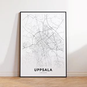 Uppsala Karte Print, Uppsala Karte Poster, Straßenkarte Kunst, moderne Wanddekoration, Geschenk für Sie/Ihn, Bürodekoration, druckbare Wandkunst