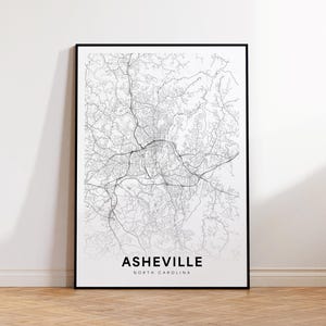 Asheville City Map Print, Asheville Street Map Poster, North Carolina Map Art, Street Road Map Print, Minimalist City Map, Living Room Decor