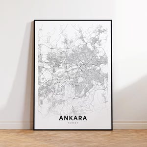 Ankara Karte Drucken, Ankara Karte Poster, Straßen Karte Kunst, moderne Wand-Dekor, Geschenk für sie, Büro-Wand-Dekor, druckbare Wandkunst