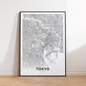 Tokyo City Map Print, Tokyo City Map Poster, Japan Map Art, Street Road Map Print, Printable Wall Art, Digital Download