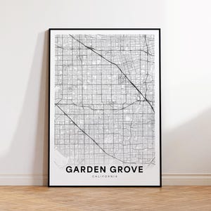 Garden Grove Stadt Karte, Garden Grove Karte, Kalifornien USA Karte Poster, Moderne Stadt Strasse Karte, Minimalistische Karte Dekor, Büro Wanddeko