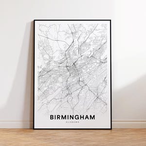 Birmingham City Karte Poster, Birmingham AL Straßenkarte, Alabama State Karte Drucken, City Road Map Print, druckbare Wandkunst, Wohndekor