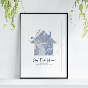 Benutzerdefinierte Haus Karte Druck, Hochzeitsgeschenk für paar, erstes Haus Geschenk für sie, Haus Karte Druck, Stadt Karte, Housewarming Geschenk, digitaler Download