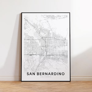 San Bernardino Map Print, San Bernardino City Map Poster, CA Map Art, Modern Street Map Wall Decor, Gift for Friend, Printable Wall Art