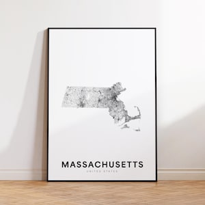 Massachusetts State Map Print, Massachusetts Map Poster, Printable Map of Massachusetts US, Minimalist MA Road Map Poster, Modern Map