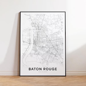 Baton Rouge City Map Poster, Baton Rouge LA Street Map, Louisiana Map Art Print, City Road Street Map, Printable Wall Art, Office Wall Art