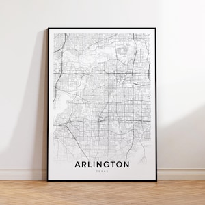 Arlington City Map Print, Arlington Street Map Poster, Texas Map Art, Street Road Map Print, Printable Wall Art, Office Wall Art