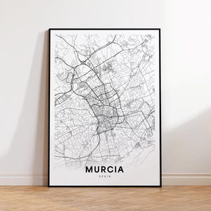 Murcia Karte, Murcia Spanien Wandkunst, Spanien Karte, Minimalistische Karte Druck, Wand Kunst Druck, Murcia Street Map, Geschenk für Ihn, Sofort Download