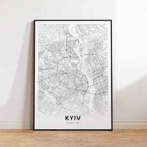 Kyiv City Map, Kyiv Map Print, Kyiv Ukraine Minimalist Map Poster, City Map Decor, Office Wall Art, Printable Map, Instant Download