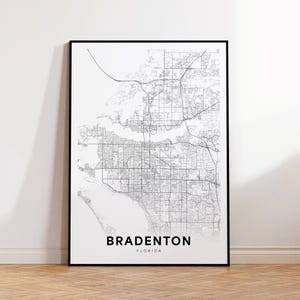 Bradenton-stadskaart poster, Bradenton FL-stratenkaart, Florida-stadskaart afdrukken, stad wegenkaart afdrukken, afdrukbare muurkunst, Office Wall Art