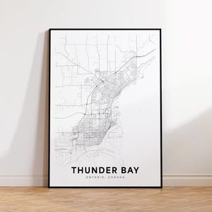 Thunder Bay Stadt Karte Drucken, Thunder Bay Street Karte Poster, Ontario Karte Dekor, Stadt Straßenkarte Drucken, druckbare Wandkunst, Wohnzimmerdekor
