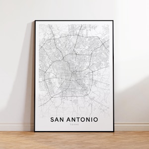 San Antonio Karte Druck, San Antonio Karte Poster, TX Karte, Straßen Karte Kunst, Moderne Wanddekoration, Geschenk für Sie, Dekoration, druckbare Wandkunst