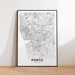 Porto City Map, Porto Street Map, Porto Portugal Modern Map Print, City Map Decor, Printable Wall Art, Instant Download