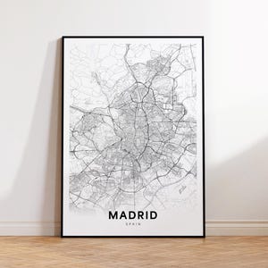 Madrid Karte, Madrid Karte, Wandkunst, Minimalistische Karte, Moderne Wanddekoration, Madrid Karte, Geschenk für Ihn, Sofort Download