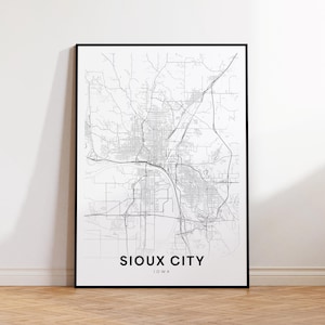 Sioux City Map Print, Sioux City Street Map Poster, Iowa Map Art, Street Road Map Print, Minimalist City Map, Living Room Decor