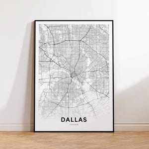 Dallas Karte Druck, Dallas Karte Poster, Straßenkarte Kunst, moderne Wanddekoration, Geschenk für Sie/Ihn, Bürodekoration, druckbare Wandkunst