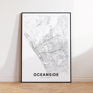 Oceanside City Map Print, Oceanside Street Map Poster, California Map Art, Street Road Map Print, Minimalist City Map, Living Room Decor