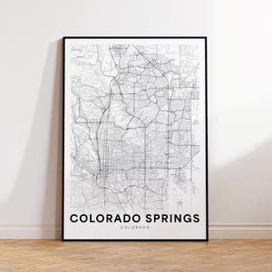 Carte de la ville de Colorado Springs, Colorado, carte des rues de Colorado Springs, affiche de carte du Colorado USA, carte routière de la ville moderne, décoration murale de bureau, carte imprimable