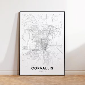 Corvallis ODER Stadt Karte, Corvallis Straßenkarte, Oregon USA Karte Poster, moderne Stadt Straßenkarte, minimalistische Karte, Büro-Wanddekoration, druckbare Karte