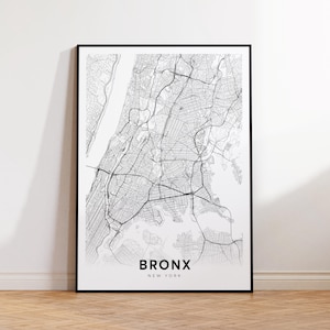 Bronx City Map Print, Bronx Street Map Poster, New York Map Art, Street Road Map Print, Printable Wall Art, Wall Office Decor