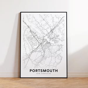 Portsmouth City Map Print, Portsmouth Street Map Poster, New Hampshire Map Art, Street Road Map Print, Minimalist City Map, Bedroom Decor