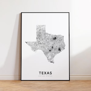 Texas Map Print, Texas State Map, Minimalist TX USA State Map Print Art, Texas Gift, Printable Map Wall Art, Home Wall Decor