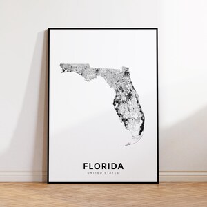 Florida State Karte Drucken, Florida Karte Poster, druckbare Karte von Florida Bereich, minimalistische FL State Straßenkarte Poster, moderne Wanddekoration