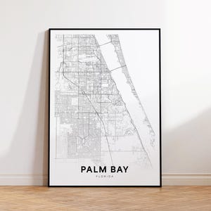 Palm Bay-stadskaart afdrukken, Palm Bay-kaart poster, Florida stratenkaart kunst, stratenwegenkaart afdrukken, afdrukbare muurkunst, woonkamerdecor