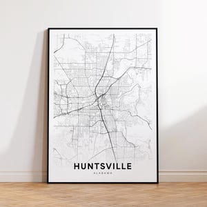 Huntsville Karte Stadtplan, Huntsville AL Street Map, Alabama Karte Print, City Road Map Print, druckbare Wandkunst, Büro Wandkunst