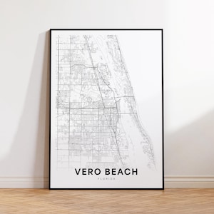 Vero Beach kaart print, Vero Beach stadskaart poster, Florida kaart kunst, straten wegenkaart print, afdrukbare muur kunst, Wall Office decor