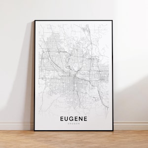 Eugene City Map Print, Eugene Street Map Poster, Oregon Map Art, Street Road Map Print, Minimalist City Map, Living Room Decor