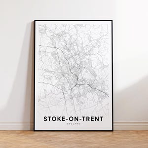 Mapa de la ciudad de Stoke-on-Trent, impresión del mapa de Stoke on Trent, póster del mapa de la ciudad de Stoke, decoración del mapa de la ciudad, mapa imprimible, descarga instantánea