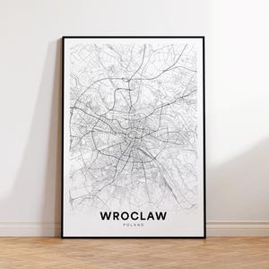 Wroclaw City Map, Wrocław  Poland Wall Art, Minimalist Map Print, Modern Wall Decor, Wroclaw Street Map, Gift for Him, Instant Download