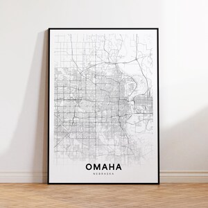Omaha City Map Poster, Omaha NE Street Map, Nebraska City Map Print, City Road Map Print, Printable Wall Art, Living Room Decor